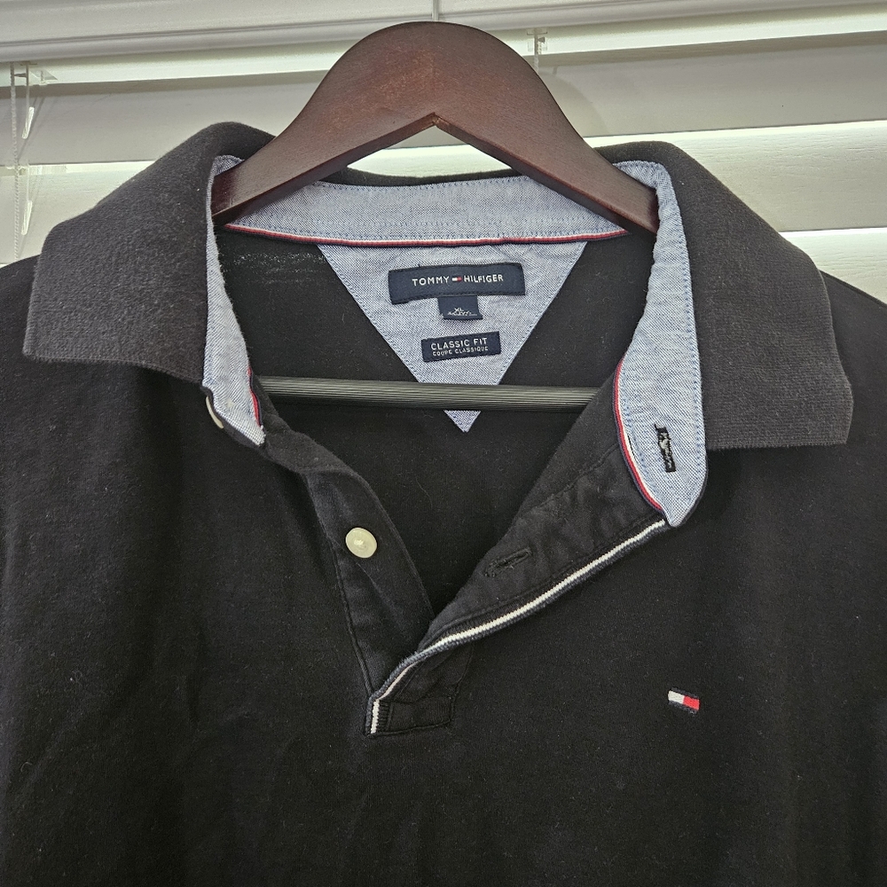 Tommy Hilfiger Black Mens Preppy Nautical Shirt Sz XL - Picture 2 of 6
